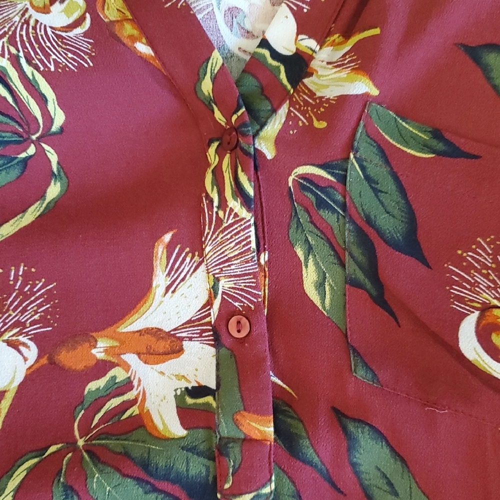 Floral Popover Blouse Multicolor XL - Picture 9 of 9